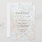 White Subtle Glitter Bokeh Wedding Invitation Kaart (Voorkant)