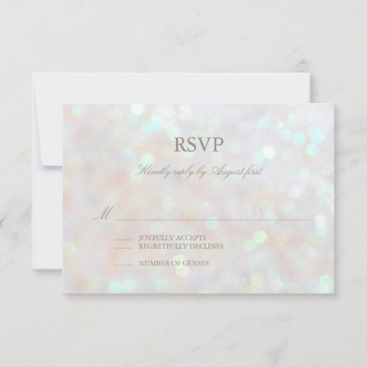 White Subtle Glitter Bokeh Wedding RSVP Kaart (Voorkant)