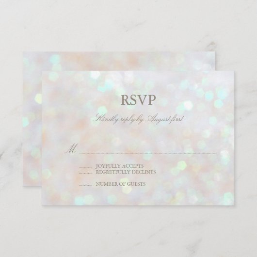 White Subtle Glitter Bokeh Wedding RSVP Kaart (Voorkant / Achterkant)