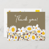 White Summer Daisies en Red Ladybugs Dank je Briefkaart (Voorkant / Achterkant)