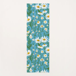 White Summer Daisies On Aqua Yogamat