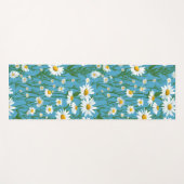 White Summer Daisies On Aqua Yogamat (Voorkant (horizontaal))