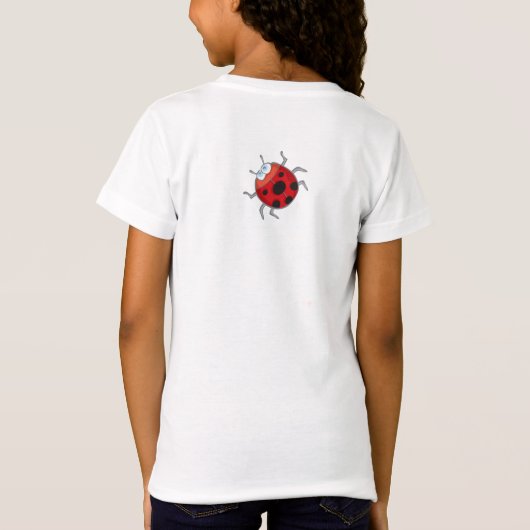 White Summer Daisy & Cute Red Ladybug Fun & Sweet T-shirt (Achterkant)