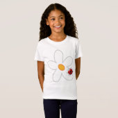 White Summer Daisy & Cute Red Ladybug Fun & Sweet T-shirt (Voorkant volledig)