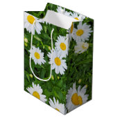 White Summer Daisy Garden Medium Cadeauzakje (Voorkant Gekanteld)