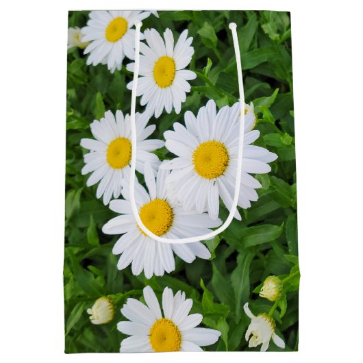 White Summer Daisy Garden Medium Cadeauzakje (Achterkant)