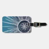 White Sun Moon Mandala Blue Gradient Design Bagagelabel (Voorkant horizontaal)