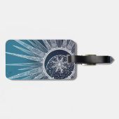 White Sun Moon Mandala Blue Gradient Design Bagagelabel (Achterkant horizontaal)
