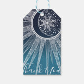 White Sun Moon Mandala Blue Gradient Design Cadeaulabel (Voorkant)
