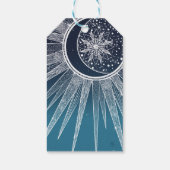 White Sun Moon Mandala Blue Gradient Design Cadeaulabel (Achterkant)