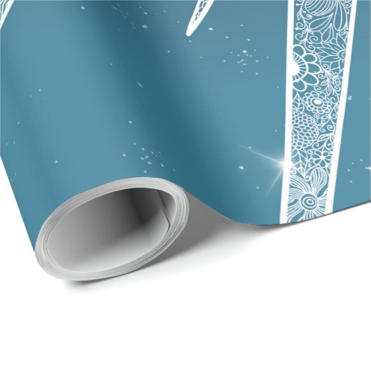 White Sun Moon Mandala Blue Gradient Design Cadeaupapier (Rol Hoek)