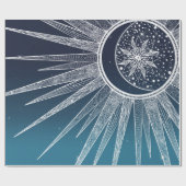 White Sun Moon Mandala Blue Gradient Design Cadeaupapier (Vlak)