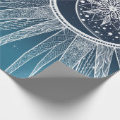 White Sun Moon Mandala Blue Gradient Design Cadeaupapier (Hoek)