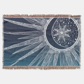 White Sun Moon Mandala Blue Gradient Design Deken (Voorkant)