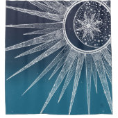 White Sun Moon Mandala Blue Gradient Design Douchegordijn (Voorkant)