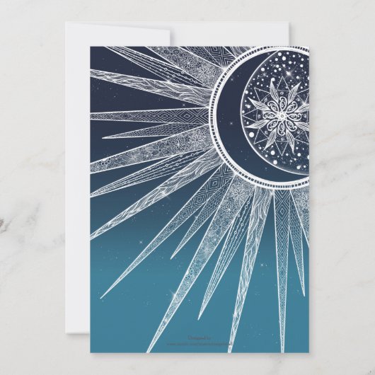 White Sun Moon Mandala Blue Gradient Design Kaart (Achterkant)