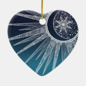 White Sun Moon Mandala Blue Gradient Design Keramisch Ornament (Achterkant)