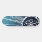 White Sun Moon Mandala Blue Gradient Design Persoonlijk Skateboard (Horizontaal)