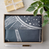 White Sun Moon Mandala Blue Gradient Design Tissuepapier (Geschenk)