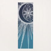 White Sun Moon Mandala Blue Gradient Design Yogamat (Achterkant)