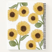 White Sunflower Flower Illustration Cute Design Notitieboek (Achterkant)
