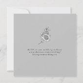 White Sunflower Grey Square Wedding Kaart (Achterkant)