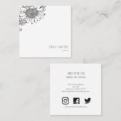 White Sunflower Simple Square Vierkante Visitekaartje (Voorkant / Achterkant)