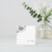 White Sunflower Simple Square Vierkante Visitekaartje (Staand voorkant)