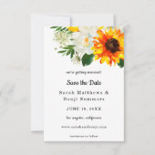 White Sunflower & White Floral Save the Date V2 (Voorkant)