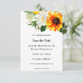 White Sunflower & White Floral Save the Date V2 (Staand voorkant)