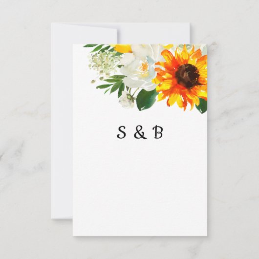 White Sunflower & White Floral Save the Date V2 (Achterkant)