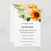 White Sunflower & White Floral Save the Date V2 (Voorkant / Achterkant)