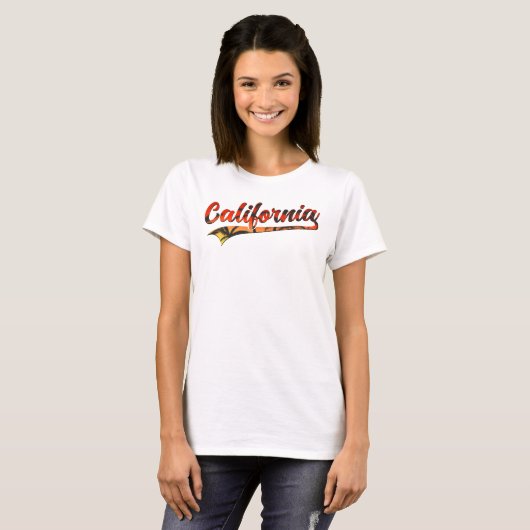 White Sunset T-Shirt, dames in Californië T-shirt (Voorkant volledig)