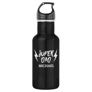 White Super Dad Lightning Bolt Rock Roll Script Waterfles