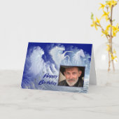 White Surf Horses Fotoverjaardagskaart Kaart (Gele Bloem)