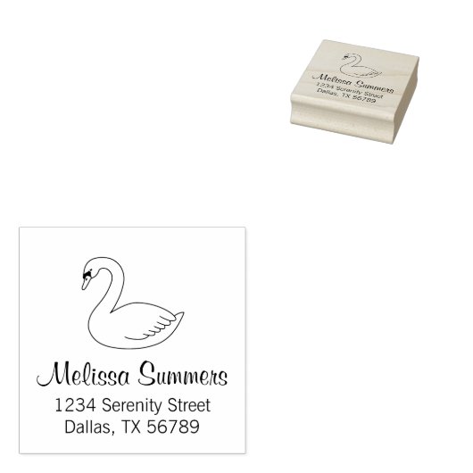White Swan-adres 2 Rubberstempel (Gestempeld)