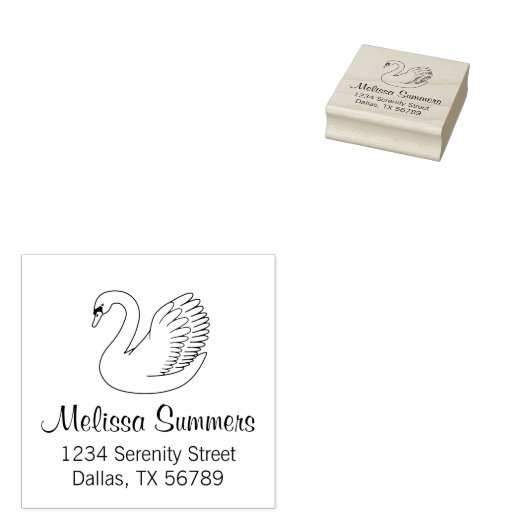 White Swan Adres Rubberstempel (Gestempeld)