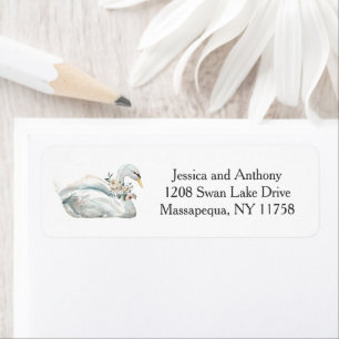 White Swan and Rozen Floral Return Address Etiket