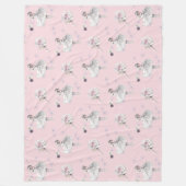 White Swan Ballerina in Sneeuwroze Fleece Deken (Voorkant)