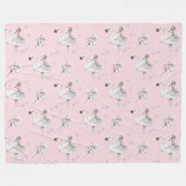 White Swan Ballerina in Sneeuwroze Fleece Deken