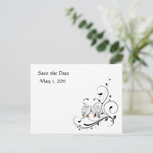 White Swan Bewaar de datum Aankondigingskaart (Staand voorkant)