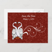 White Swan Bewaar de datum Aankondigingskaart (Voorkant / Achterkant)