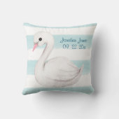 White Swan Blue Script Personalize Boy Birth Kussen (Achterkant)