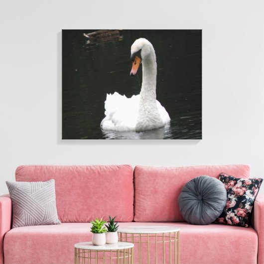 White Swan Canvas afdrukken (Insitu (Woonkamer))