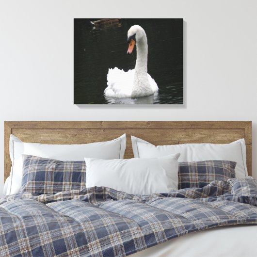 White Swan Canvas afdrukken (Insitu (Slaapkamer))