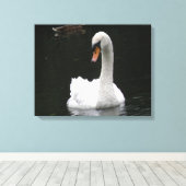 White Swan Canvas afdrukken (Insitu (Houten vloer))