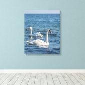 White swan Cygnus Canvas Afdruk (Insitu (Houten vloer))
