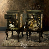 White Swan Dark Romantic Lake Floral Scene Tissuepapier