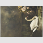 White Swan Dark Romantic Lake Floral Scene Tissuepapier (Voorkant)