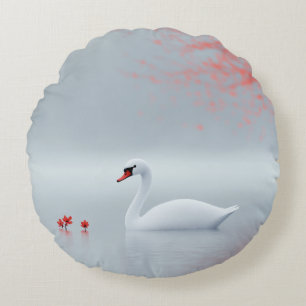 White Swan Design Rond Kussen